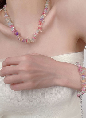 一字姑娘琉璃碎石女少女心手串