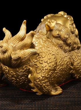 2026新黄铜貔貅大肚聚财胖貔貅工艺品家居办公金属工艺品财富貔貅