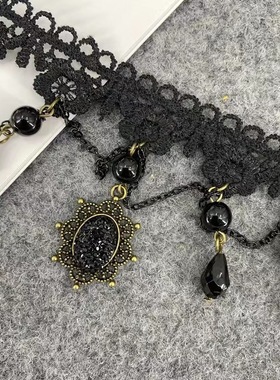 黑色花朵吊坠蕾丝项链链女时尚轻奢个性气质高级感配饰新款颈链潮