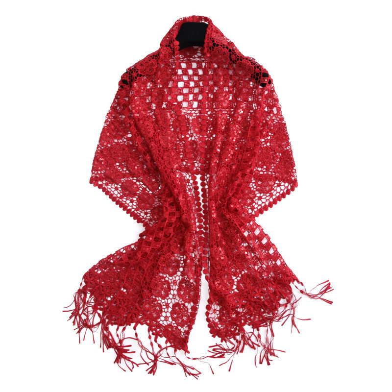 长款镂空蕾丝丝巾配晚礼服的旗袍披肩围巾女春季2025新款薄款纱巾,淘宝优惠券,粉丝福利购,淘宝优惠卷