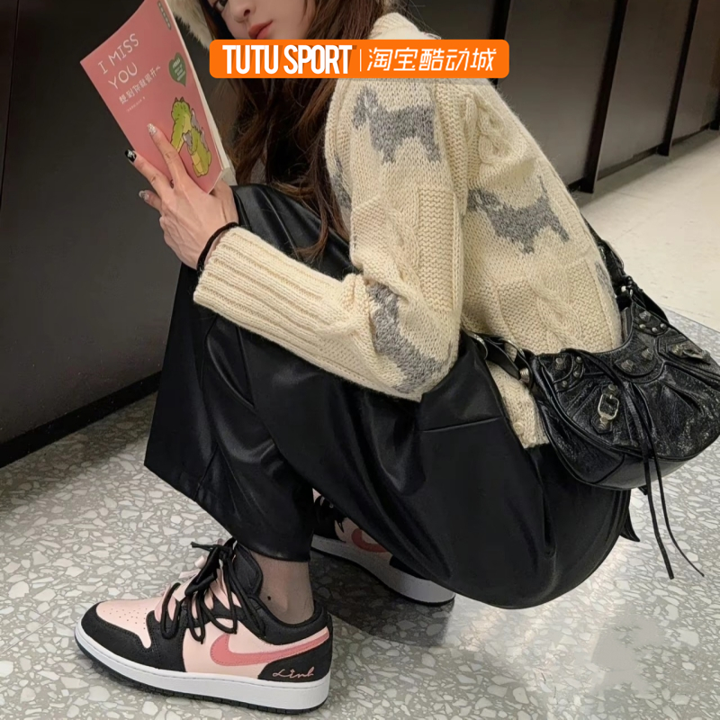 球鞋定制Air Jordan 1 AJ1芝芝莓莓蝴蝶结百搭女款低帮复古篮球鞋-图1