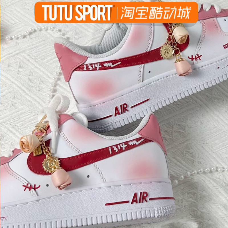 球鞋定制 NIKE/耐克 Air Force1玫瑰情话 浪漫告白礼物男女低板鞋
