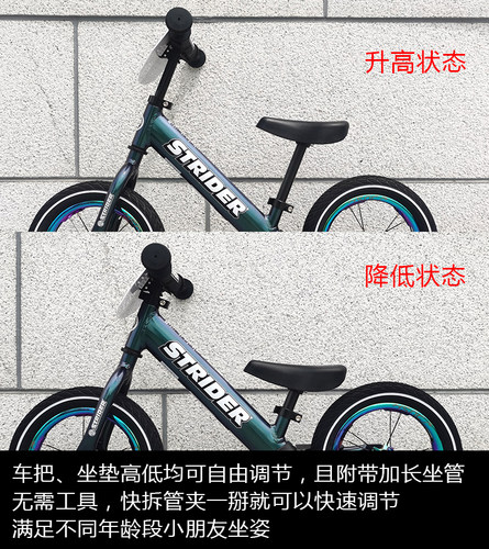strider pro儿童平衡车滑步车12寸初学小龄改装超轻铝合金竞速赛 - 图0