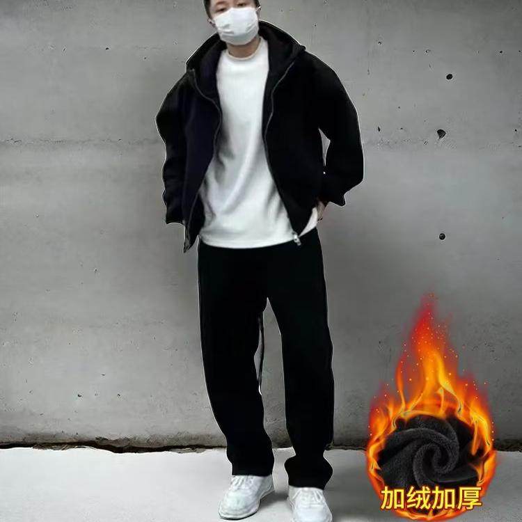 秋冬加绒加厚套装男款连帽卫衣卫裤抗起球高级感休闲运动两件套潮,淘宝优惠券,粉丝福利购,淘宝优惠卷