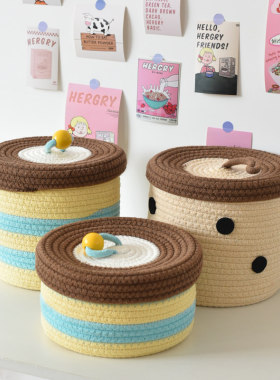 收纳盒ins手工编织收纳筐棉