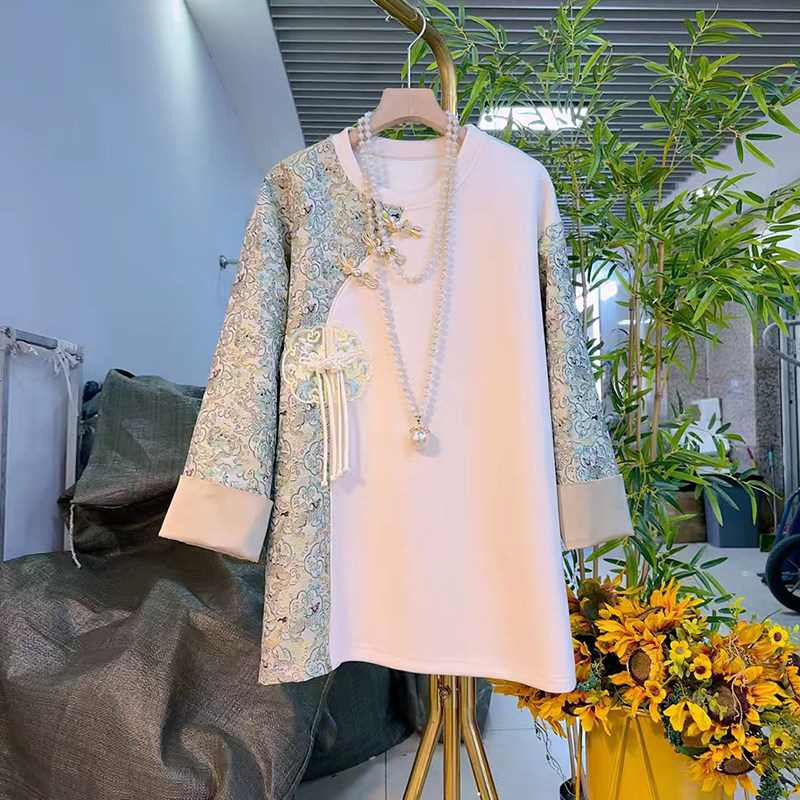 加大码女装流苏盘扣撞色AB版国风上衣胖妹妹2025新款百搭复古小衫,淘宝优惠券,粉丝福利购,淘宝优惠卷