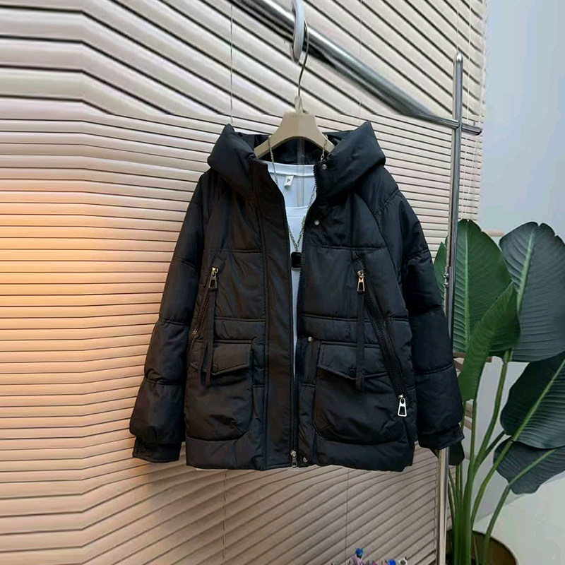 韩版胖妹妹连帽双兜棉服外套2025冬季款简约大码女装百搭保暖上衣,淘宝优惠券,粉丝福利购,淘宝优惠卷