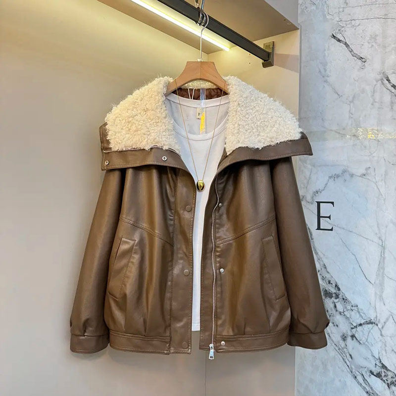胖MM加肥毛毛大翻领皮外套大码女装冬季款欧洲站洋气宽松百搭上衣,淘宝优惠券,粉丝福利购,淘宝优惠卷