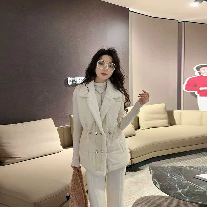 胖MM加肥毛毛翻领收腰棉马甲韩版大码女装冬季款宽松百搭显瘦坎肩,淘宝优惠券,粉丝福利购,淘宝优惠卷