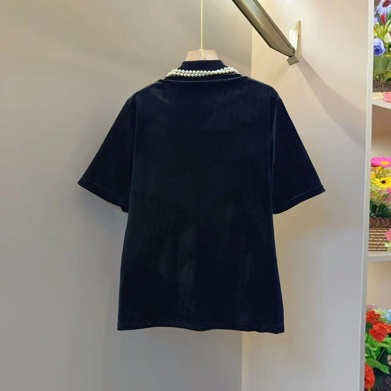 大码女装钉珠亮钻花V领小衫气质轻熟风显瘦宽松遮肚子胖妹妹上衣,淘宝优惠券,粉丝福利购,淘宝优惠卷