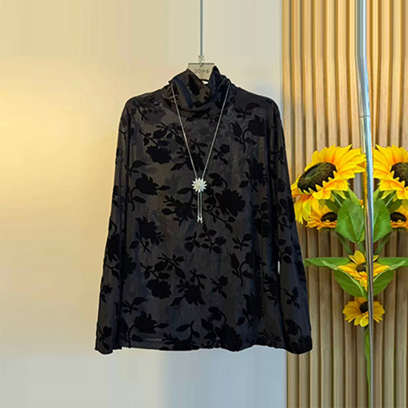 大码女装毛毛拼接花朵AB版国风马甲胖妹妹秋冬款高领长袖暗花小衫,淘宝优惠券,粉丝福利购,淘宝优惠卷