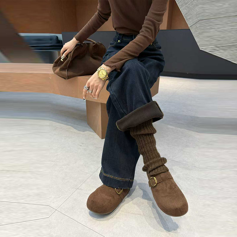 胖妹妹窄版阔腿加绒牛仔裤子大码女装显瘦秋冬款欧货百搭休闲长裤 - 图0