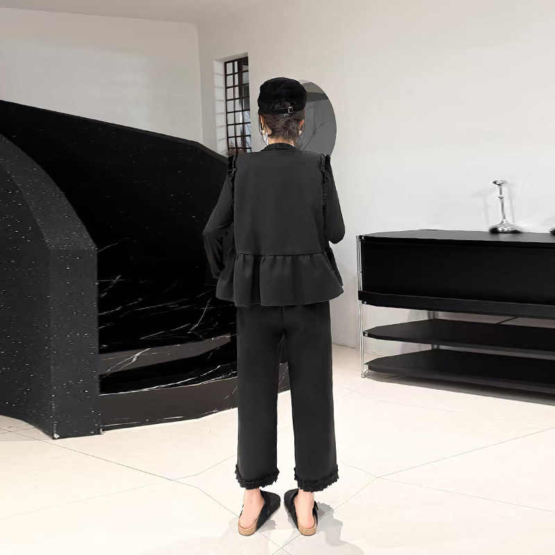 加大码女装钉珠亮钻领马甲高领打底衫阔腿裤子黑色显瘦时尚三件套,淘宝优惠券,粉丝福利购,淘宝优惠卷