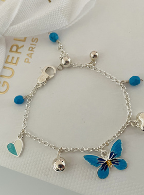 原创设计925纯银珐琅蝴蝶手链女小众设计感高级轻奢精致礼物饰品