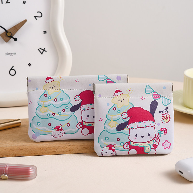 可爱圣诞帕恰狗弹片收纳包印花化妆兜新款口红包钥匙收纳袋便携式,淘宝优惠券,粉丝福利购,淘宝优惠卷