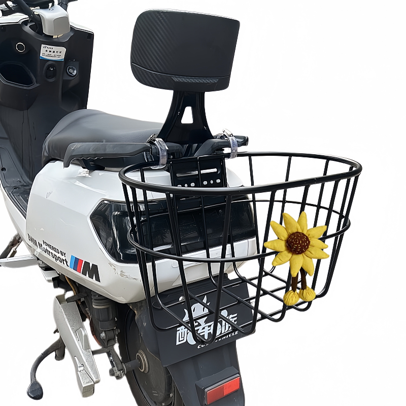 Electric vehicle backrest enlarged rear hanging basket