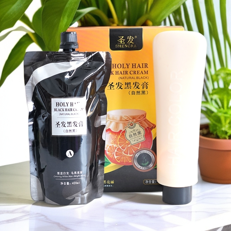 圣发维c橙子醇营养黑发霜染发剂膏霜自然黑油植物营养霜黑油在家 - 图0