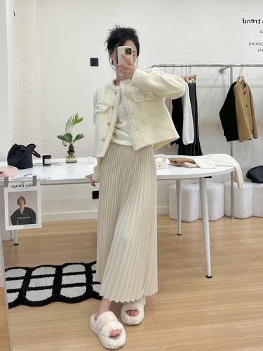 2026春季新款白色百褶裙半身裙女百搭高腰显瘦a字长裙小个子裙子 - 图1