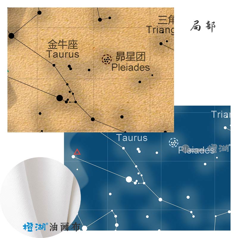 星空星座星夜银河仿旧复古星图中英双语装饰画天文科普地图布画芯 - 图2