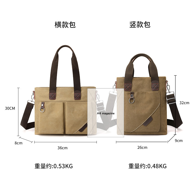 Business travel canvas portable casual one-shoulder crossbody bag