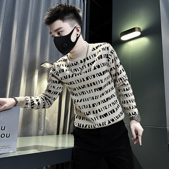 秋冬季痞帅炸街毛衣男款高级感针织衫2025新款潮流紧身内搭打底衫