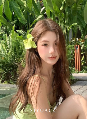 甜美绿色蝴蝶兰花朵发夹度假头花