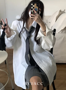 日系灰色条纹棉麻领带百搭领巾女