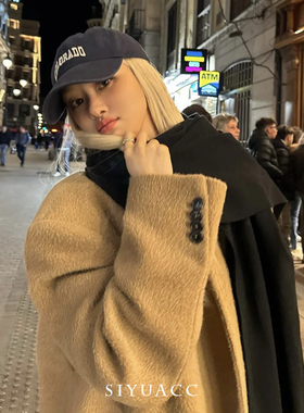rose同款黑色毛绒围巾冬季围脖女