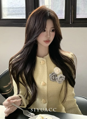小香风气质山茶花胸针发夹领花女