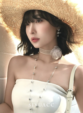 法式网纱花朵蕾丝颈链choker项链