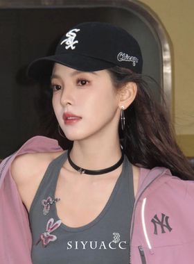 章若楠同款十字架皮质项圈项链女