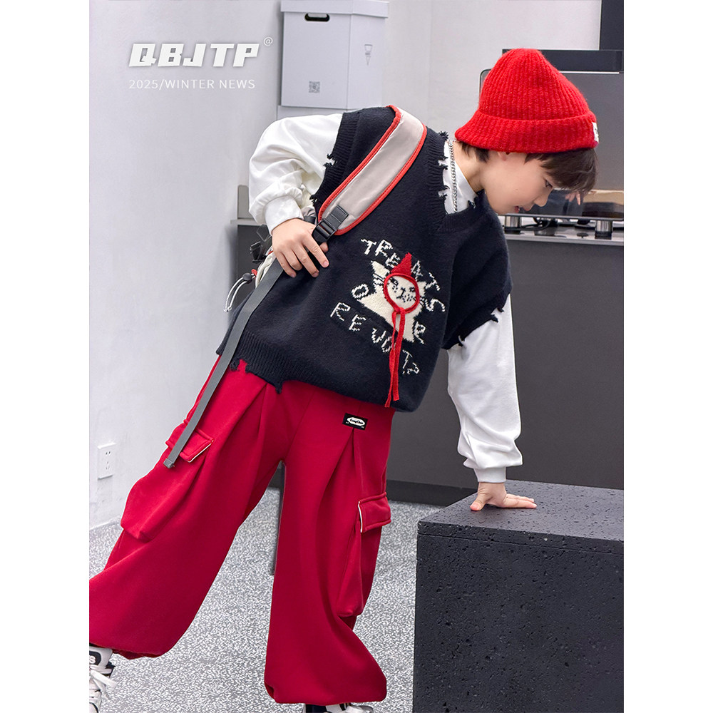 Q宝家童品11月新款 男童时尚工装裤冬季加绒裤子儿童百搭休闲裤潮,淘宝优惠券,粉丝福利购,淘宝优惠卷