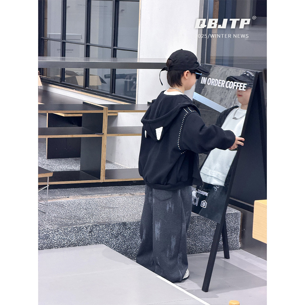 Q宝家童品11月新款 儿童卫衣冬季加绒拉链外套帽衫男童休闲上衣潮,淘宝优惠券,粉丝福利购,淘宝优惠卷