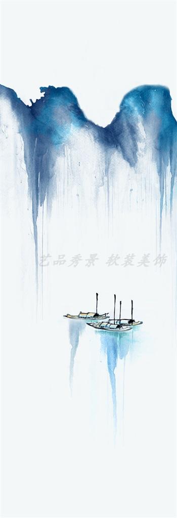 新中式现代水墨画意境装饰画玄关中堂客厅四联挂画无框画画心画布 - 图3