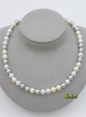 S925纯银莫兰迪色大溪地混彩项链