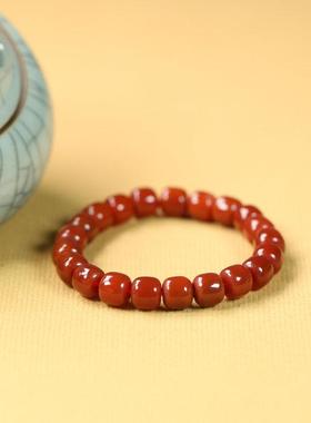 天然红玛瑙10mm老型珠单圈手链