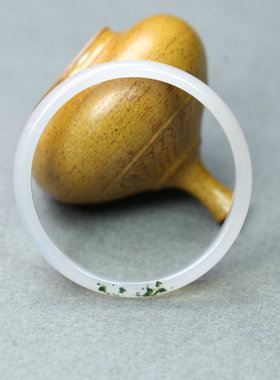 天然玛瑙白色飘花细窄扁条手镯女