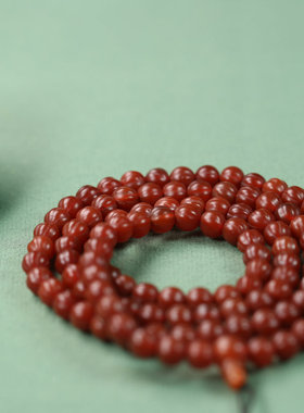 天然红玛瑙108颗南瓜圆珠手链