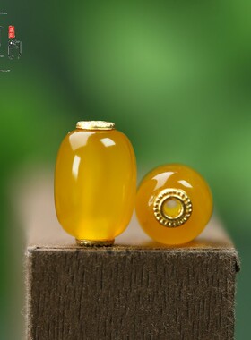 天然玛瑙黄色系桶珠10*15mm