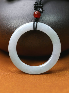 纯天然翡翠圆环大孔吊环吊坠挂件