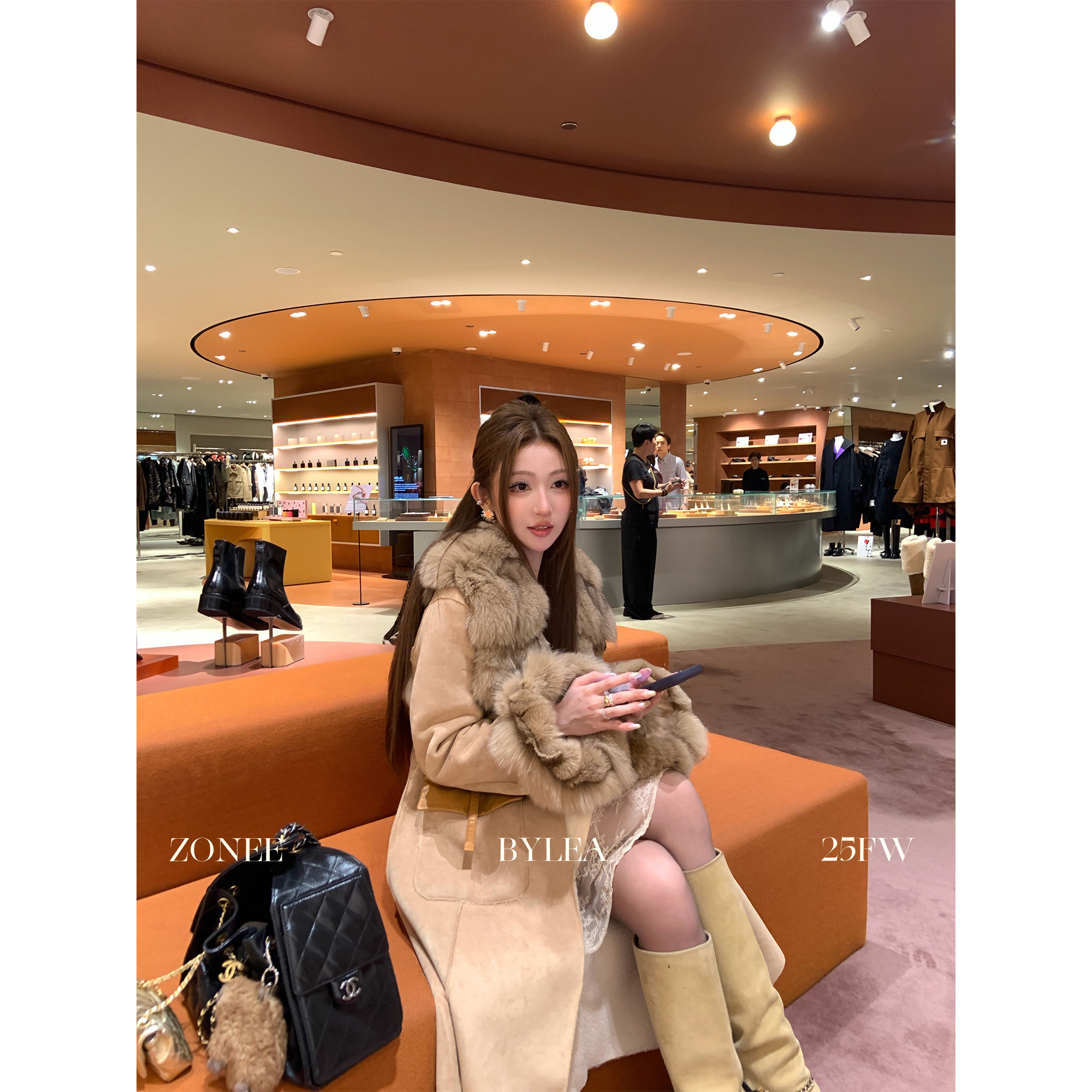 ZONEE/LEA宋亦雯 曼哈顿圣诞夜 法式100狐狸毛皮毛一体大衣外套女,淘宝优惠券,粉丝福利购,淘宝优惠卷