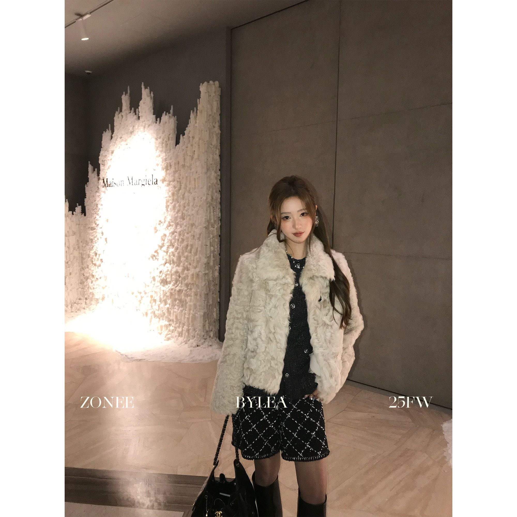 ZONEE/LEA宋亦雯 行走的人间小香 法式设计感菱格小香休闲短裤女,淘宝优惠券,粉丝福利购,淘宝优惠卷