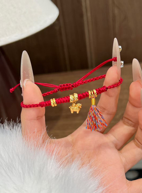 s925银2026马年本命年福马红绳编织手链马上有钱新年手绳过年礼物