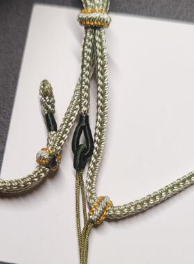 精编全手工绿色系翡翠和田玉器挂件黄金蜜蜡吊坠双挂绳可调节长短
