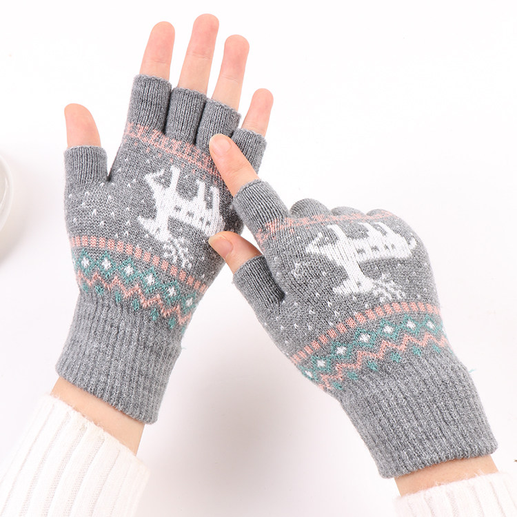 半指手套女毛线保暖露手指头触屏可爱卡通成人学生写字防寒秋冬季,淘宝优惠券,粉丝福利购,淘宝优惠卷