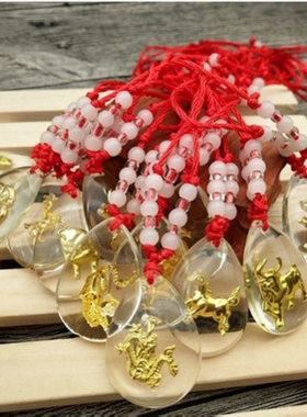 大号 晶美金水晶包金吊坠观音佛12生肖镶黄金项坠红绳项链小商品