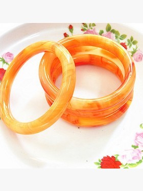 玻璃鸡油黄琥珀手镯子厂家直销