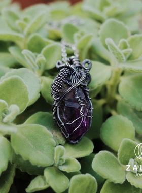 杂露集自制银绕线心脏超七吊坠