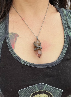 杂露集自制银绕线超七权杖吊坠