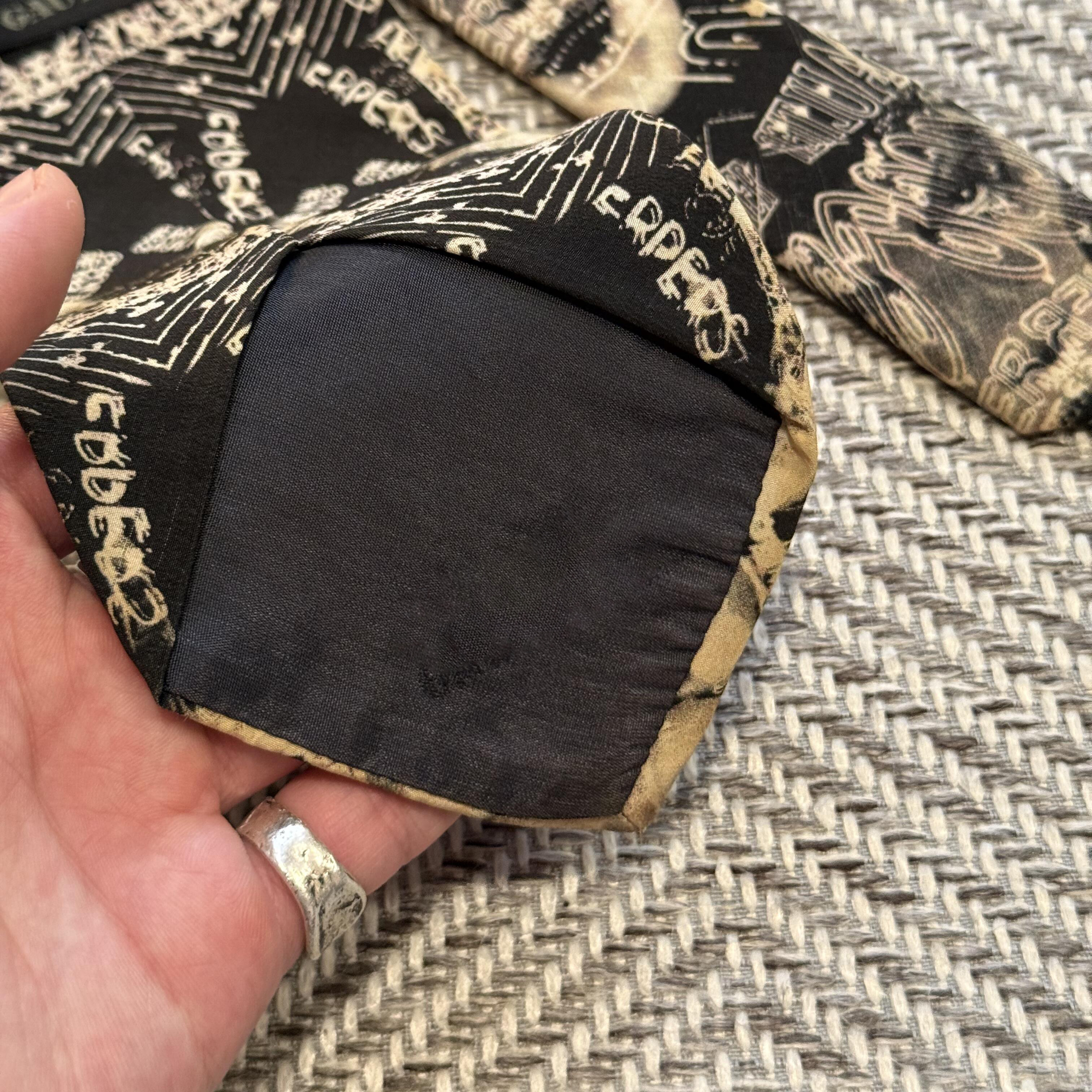 复古骷髅头印花真丝领带男黑色轻奢商务百搭印花领带配饰 - 图1